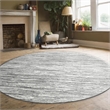 Davide 1228 Transitional Striated Grey 8' Round Polypropylene Area Rug