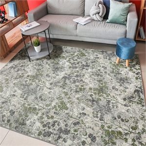 Livigno 1242 Transitional Floral Green Polypropylene Area Rug 7'10&quot x 10'6&quot