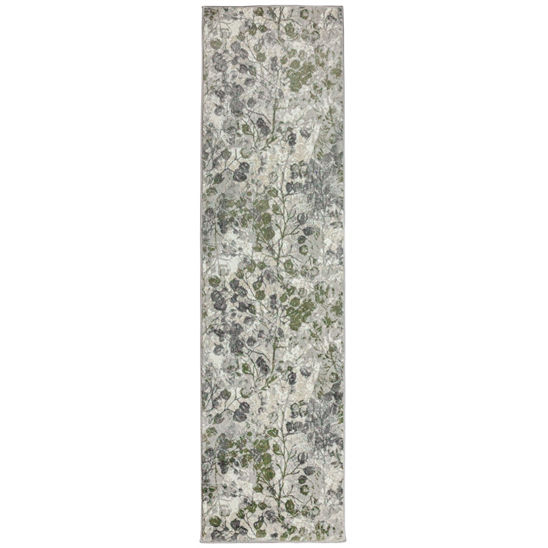 Livigno 1242 Transitional Floral Green Runner Polypropylene Area Rug 2'2