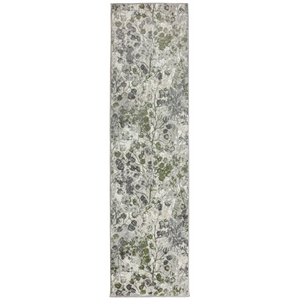 Livigno 1242 Transitional Floral Green Runner Polypropylene Area Rug