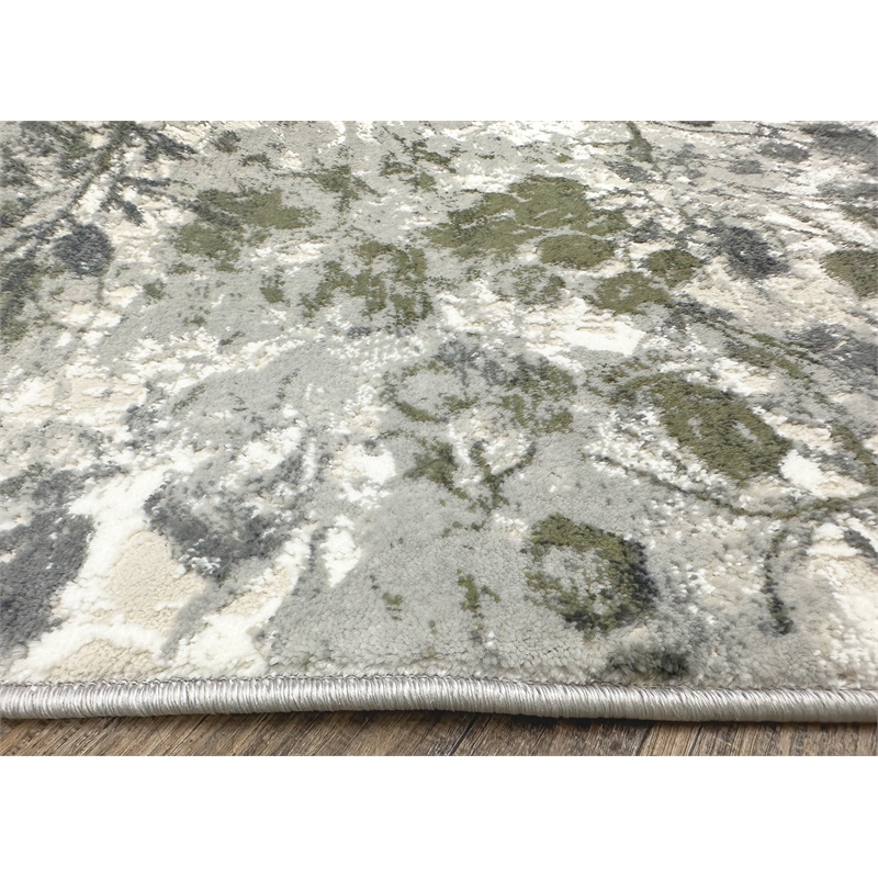 Livigno 1242 Transitional Floral Green Round Polypropylene Area Rug 5'3