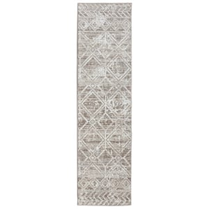 Livigno 1243 Transitional Geometric Beige Runner Polypropylene Area Rug 2'2&quot x 7'7&quot