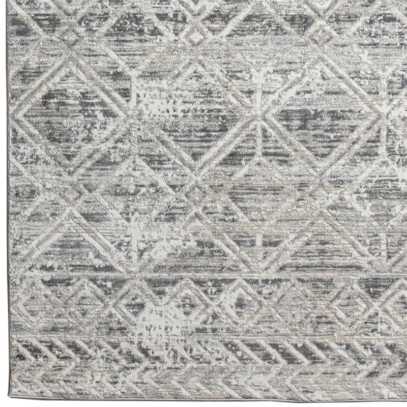 Livigno 1243 Transitional Geometric Grey Polypropylene Area Rug 5'3