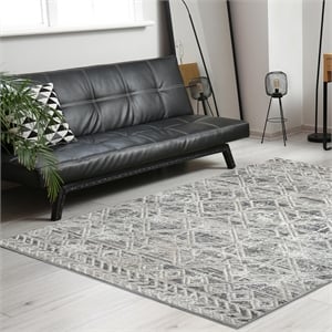 Livigno 1243 Transitional Geometric Gray Polypropylene Area Rug 7'10&quot x 10'6&quot