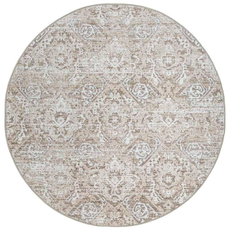 Livigno 1244 Transitional Abstract Beige 8' Round Polypropylene Area Rug