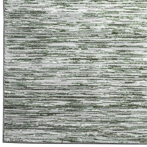 Davide 1228 Transitional Striated Green Runner Polypropylene Area Rug