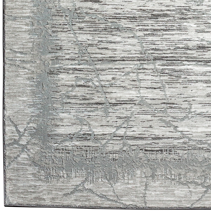 Davide 1229 Transitional Crackled Grey Round Polypropylene Area Rug 7'10