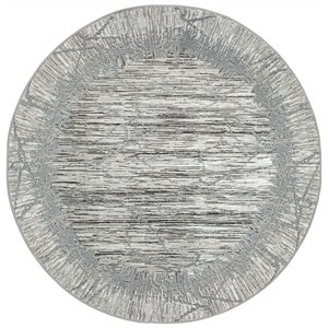 Davide 1229 Transitional Crackled Grey 8' Round Polypropylene Area Rug