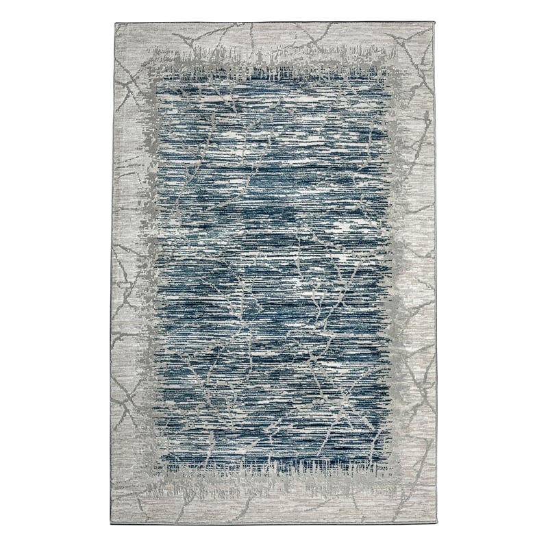 Davide 1229 Transitional Crackled Blue 8x10 Polypropylene Area Rug