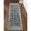 Davide 1229 Transitional Crackled Blue Runner Polypropylene Area Rug