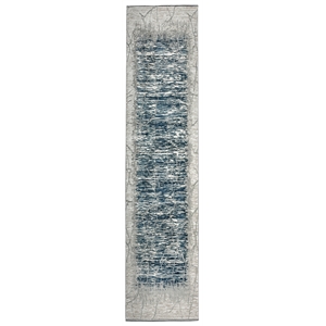 Davide 1229 Transitional Crackled Blue Runner Polypropylene Area Rug