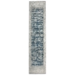 Davide 1229 Transitional Crackled Blue Runner Polypropylene Area Rug