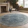 Davide 1229 Transitional Crackled Blue 5' Round Polypropylene Area Rug