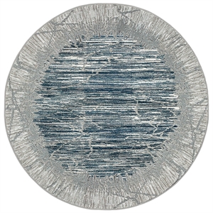 Davide 1229 Transitional Crackled Blue 8' Round Polypropylene Area Rug