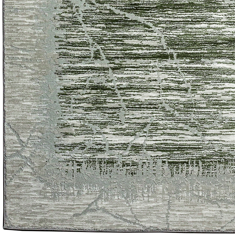 Davide 1229 Transitional Crackled Green Polypropylene Area Rug 7'10