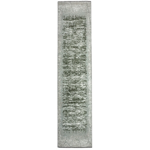 Davide 1229 Transitional Crackled Green Runner Polypropylene Area Rug 2'2&quot x 7'7&quot