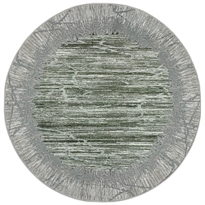 Davide 1229 Transitional Crackled Green Round Polypropylene Area Rug 5'3&quot x 5'3&quot