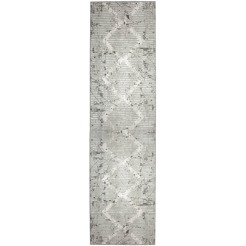 Davide 1230 Transitional Geometric Gray Runner Polypropylene Area Rug 2'2