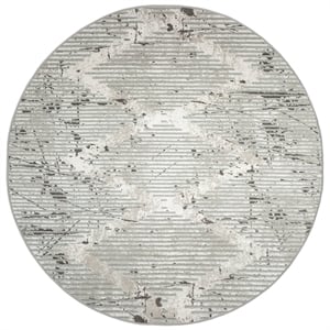Davide 1230 Transitional Geometric Grey Round Polypropylene Area Rug 7'10&quot x 7'10&quot