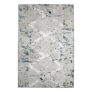 Davide 1230 Transitional Geometric Blue Polypropylene Area Rug 5'3&quot x 7'3&quot
