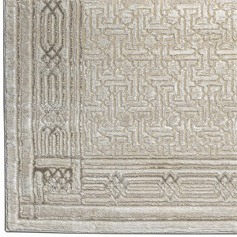 Davide 1231 Transitional Bordered Beige Polypropylene Area Rug 5'3
