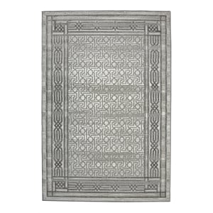 Davide 1231 Transitional Bordered Grey Polypropylene Area Rug 3'3&quot x 4'11&quot