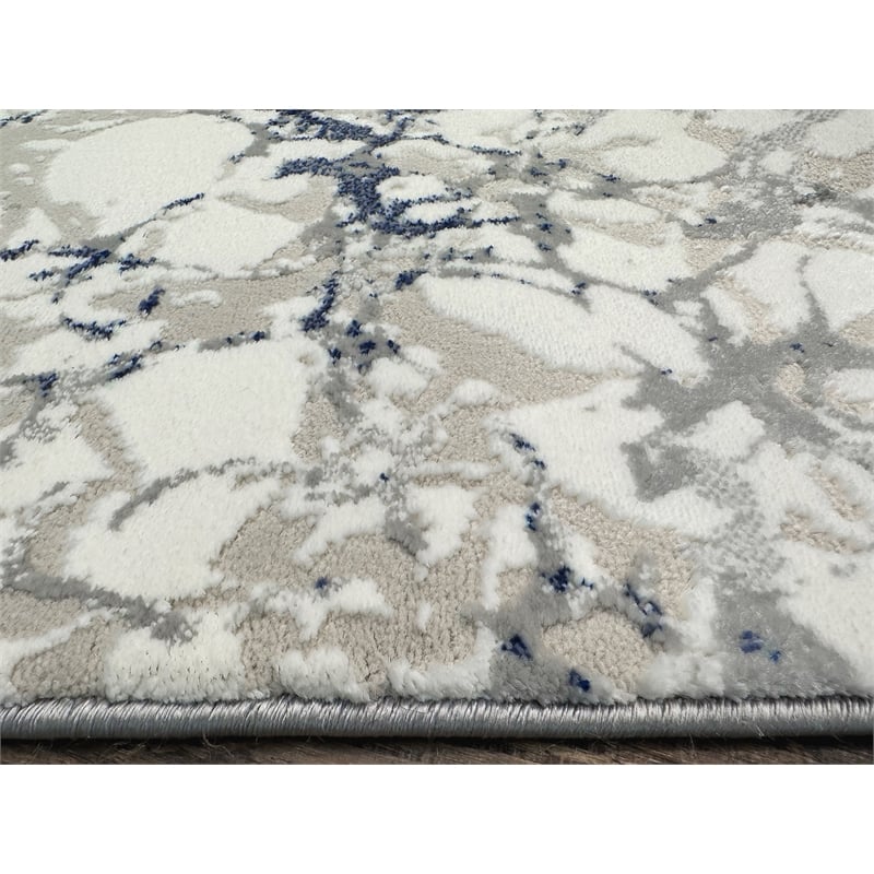 Livigno 1240 Transitional Marbled Blue Polypropylene Area Rug 7'10