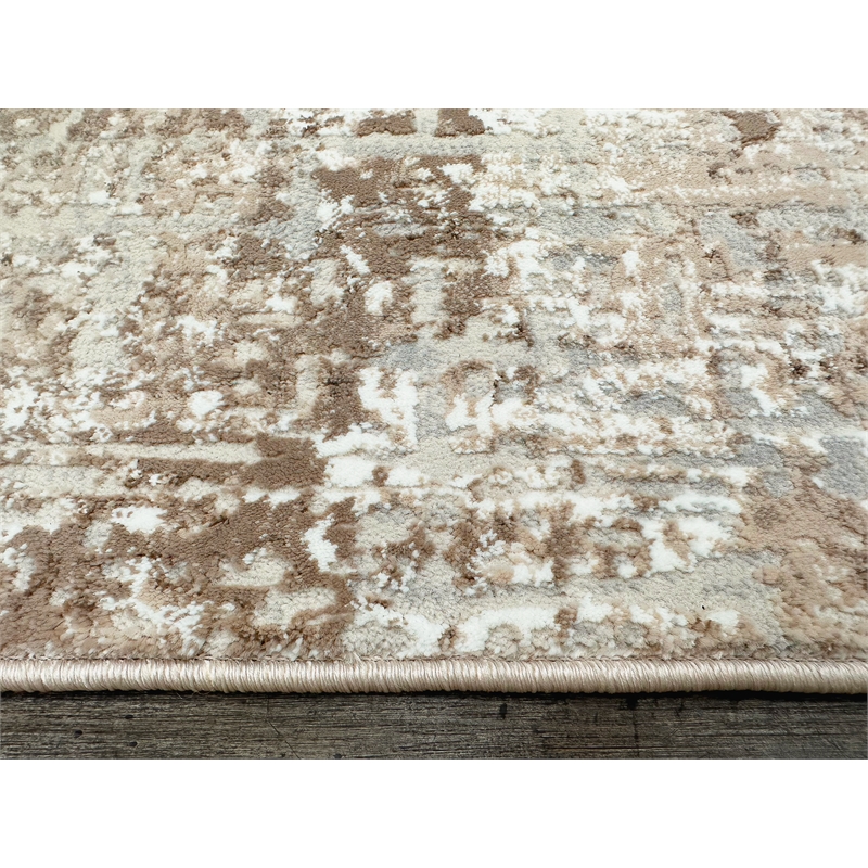 Livigno 1241 Transitional Striated Beige Runner Polypropylene Area Rug 2'2