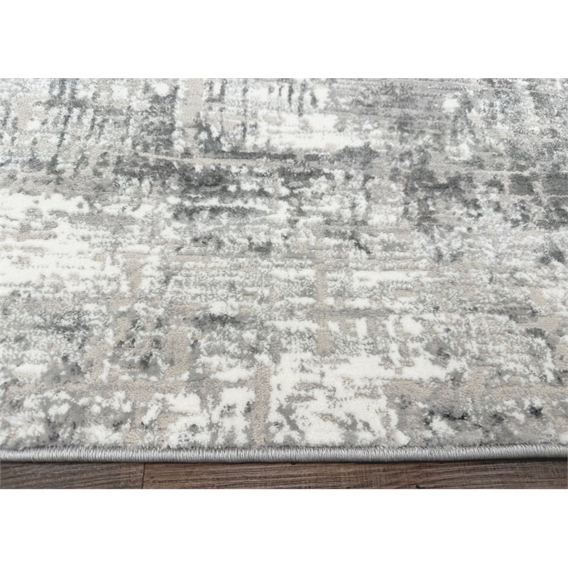 Livigno 1241 Transitional Striated Grey Polypropylene Area Rug 7'10