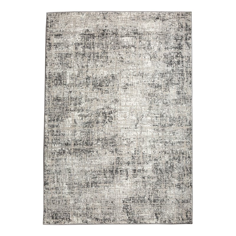 Livigno 1241 Transitional Striated Grey Polypropylene Area Rug 7'10
