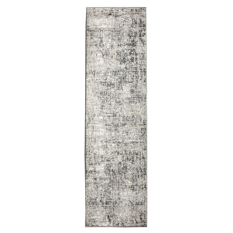 Livigno 1241 Transitional Striated Grey Runner Polypropylene Area Rug 2'2