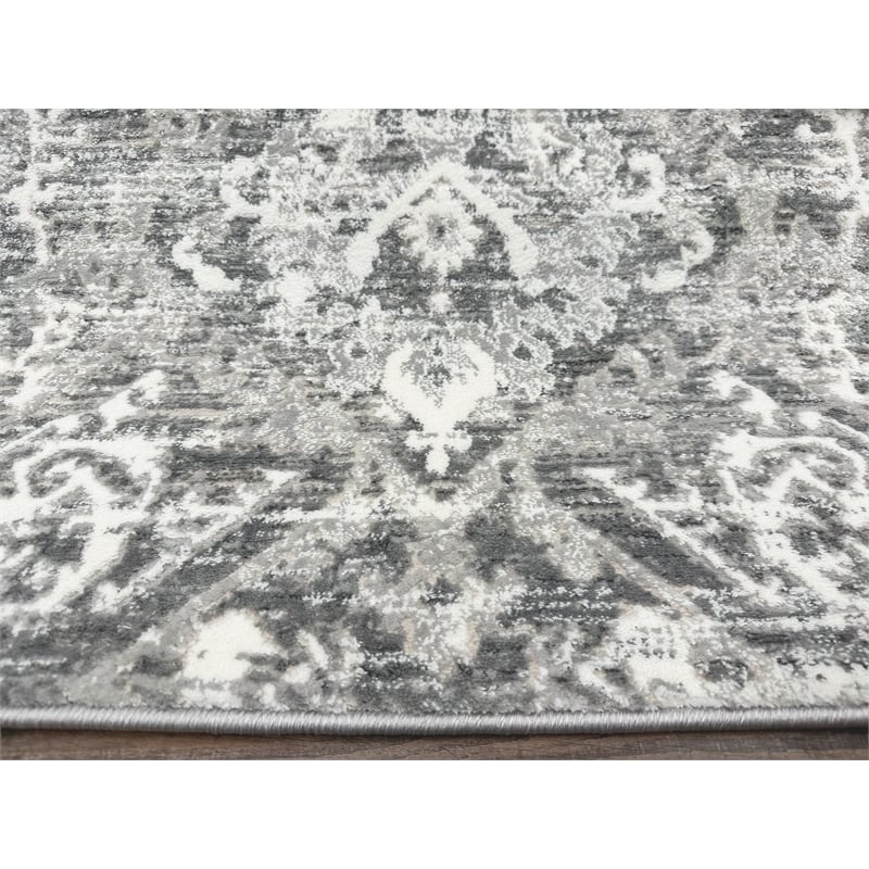 Livigno 1244 Transitional Abstract Grey Runner Polypropylene Area Rug 2'2
