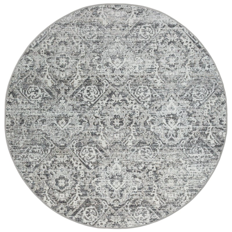 Livigno 1244 Transitional Abstract Grey Round Polypropylene Area Rug 7'10