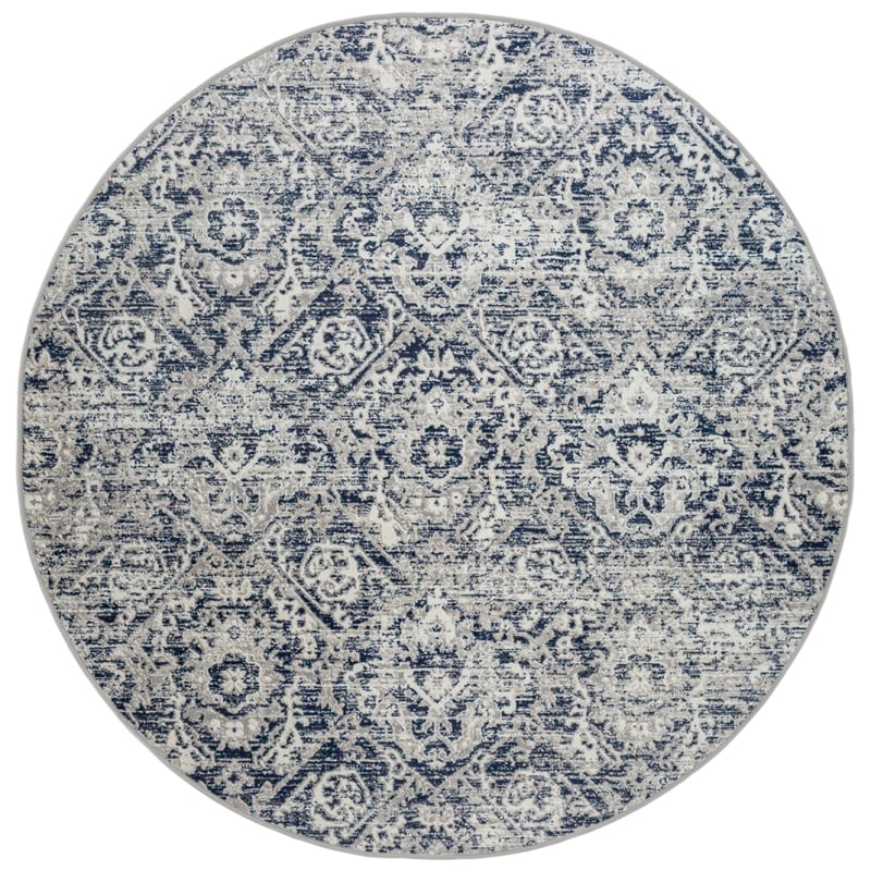 Livigno 1244 Transitional Abstract Blue 5' Round Polypropylene Area Rug