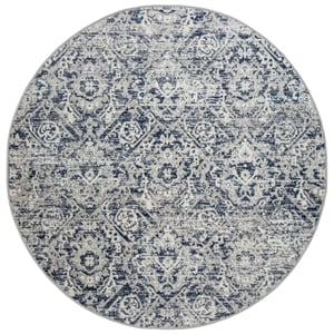 Livigno 1244 Transitional Abstract Blue 8' Round Polypropylene Area Rug
