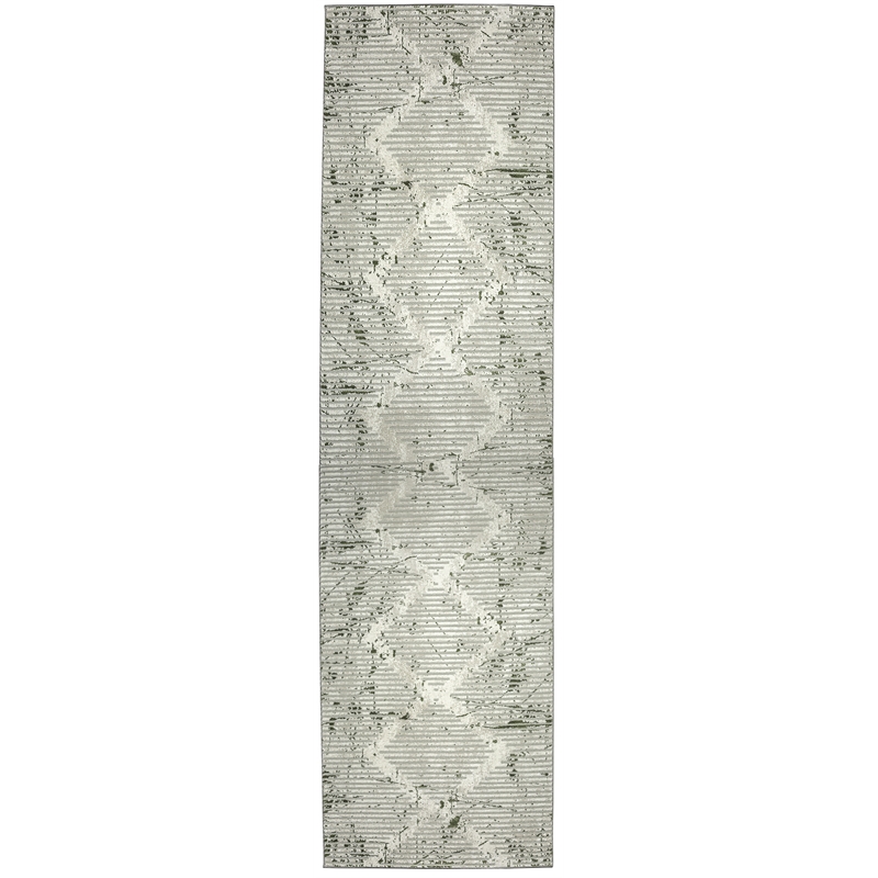 Davide 1230 Transitional Geometric Green Runner Polypropylene Area Rug 2'2