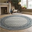 Davide 1231 Transitional Bordered Blue Round Polypropylene Area Rug 5'3