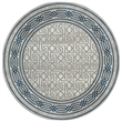 Davide 1231 Transitional Bordered Blue Round Polypropylene Area Rug 7'10