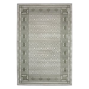 Davide 1231 Transitional Bordered Green Polypropylene Area Rug 3'3&quot x 4'11&quot