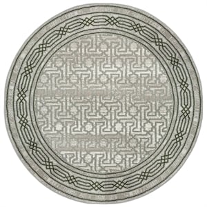 Davide 1231 Transitional Bordered Green Round Polypropylene Area Rug 5'3&quot x 5'3&quot