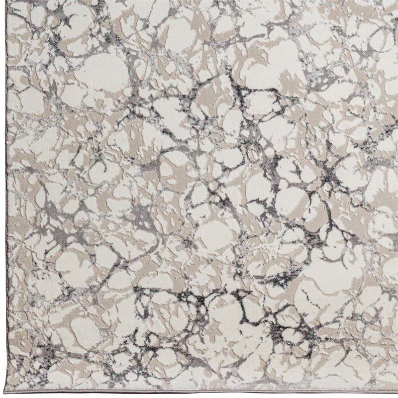 Livigno 1240 Transitional Marbled Grey Polypropylene Area Rug 5'3