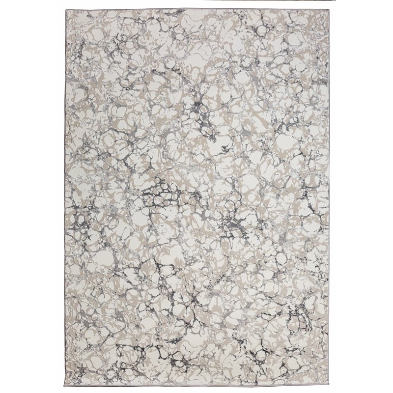 Livigno 1240 Transitional Marbled Grey Polypropylene Area Rug 5'3