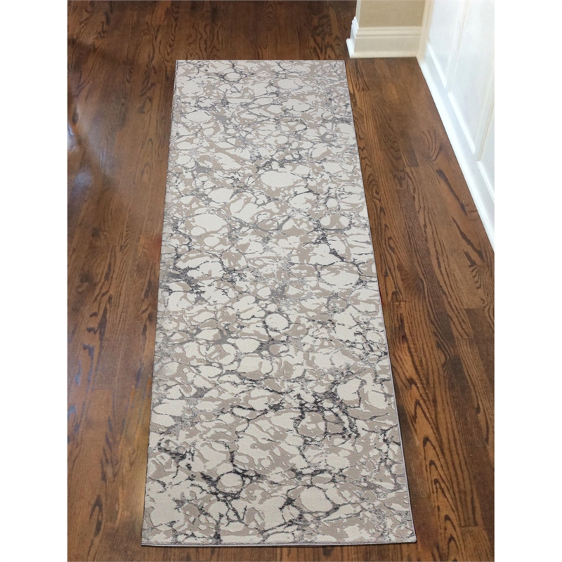 Livigno 1240 Transitional Marbled Grey Runner Area Rug