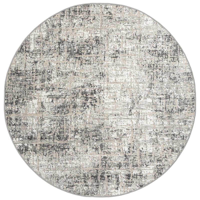 Livigno 1241 Transitional Striated Grey 5' Round Area Rug