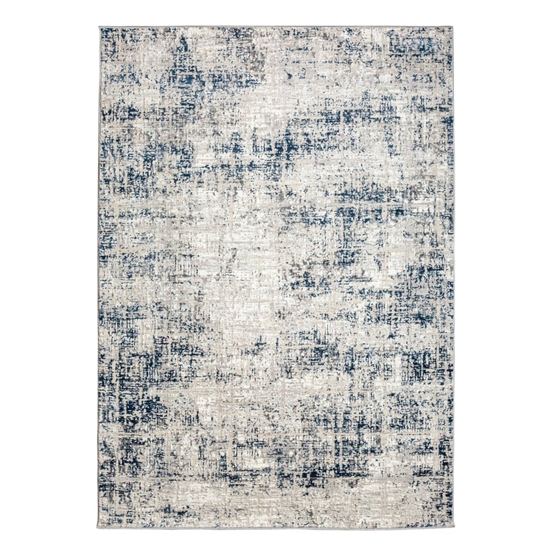 Livigno 1241 Transitional Striated Blue Polypropylene Area Rug 5'3