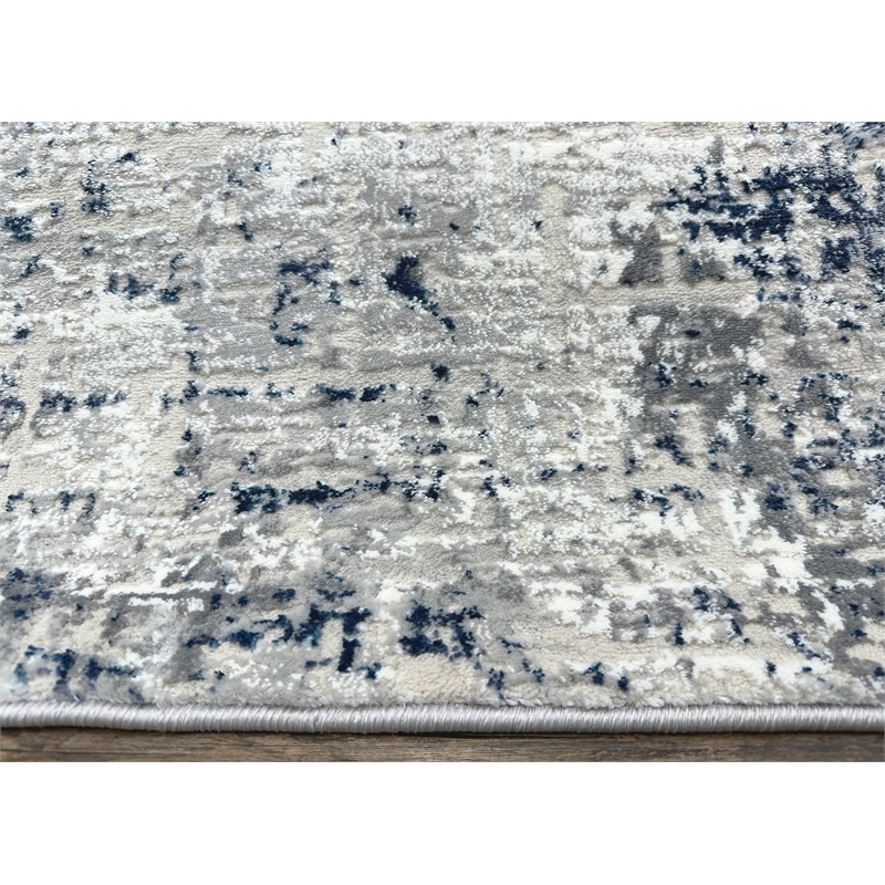 Livigno 1241 Transitional Striated Blue Runner Polypropylene Area Rug 2'2