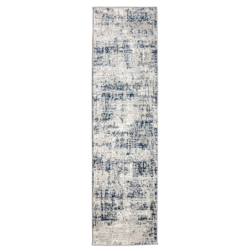 Livigno 1241 Transitional Striated Blue Runner Polypropylene Area Rug 2'2