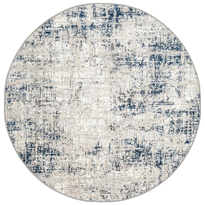 Livigno 1241 Transitional Striated Blue Round Polypropylene Area Rug 7'10