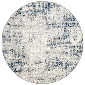 Livigno 1241 Transitional Striated Blue Round Polypropylene Area Rug 7'10&quot x 7'10&quot