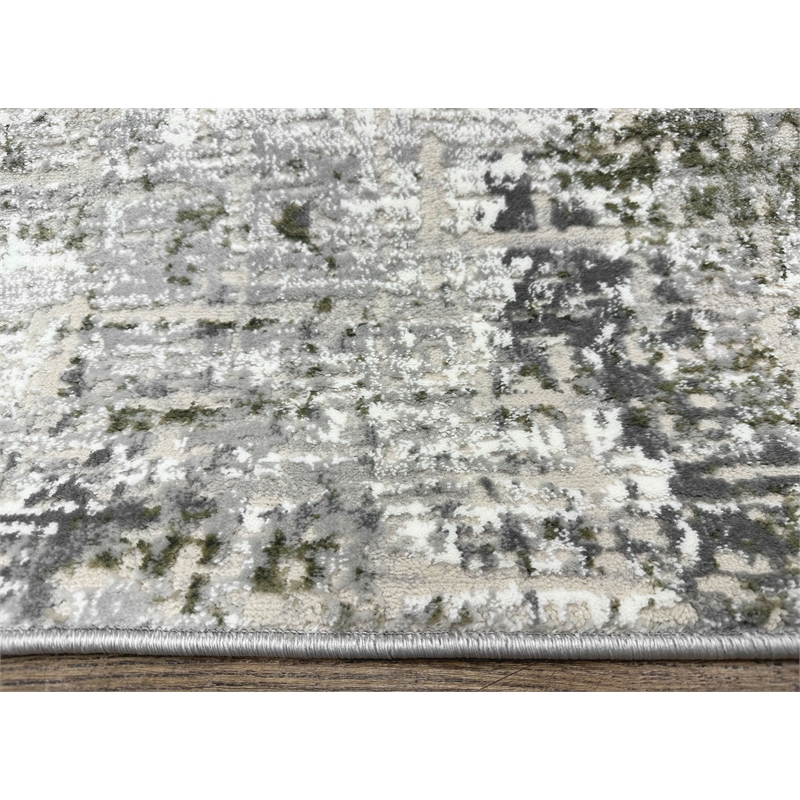 Livigno 1241 Transitional Striated Green Polypropylene Area Rug 5'3